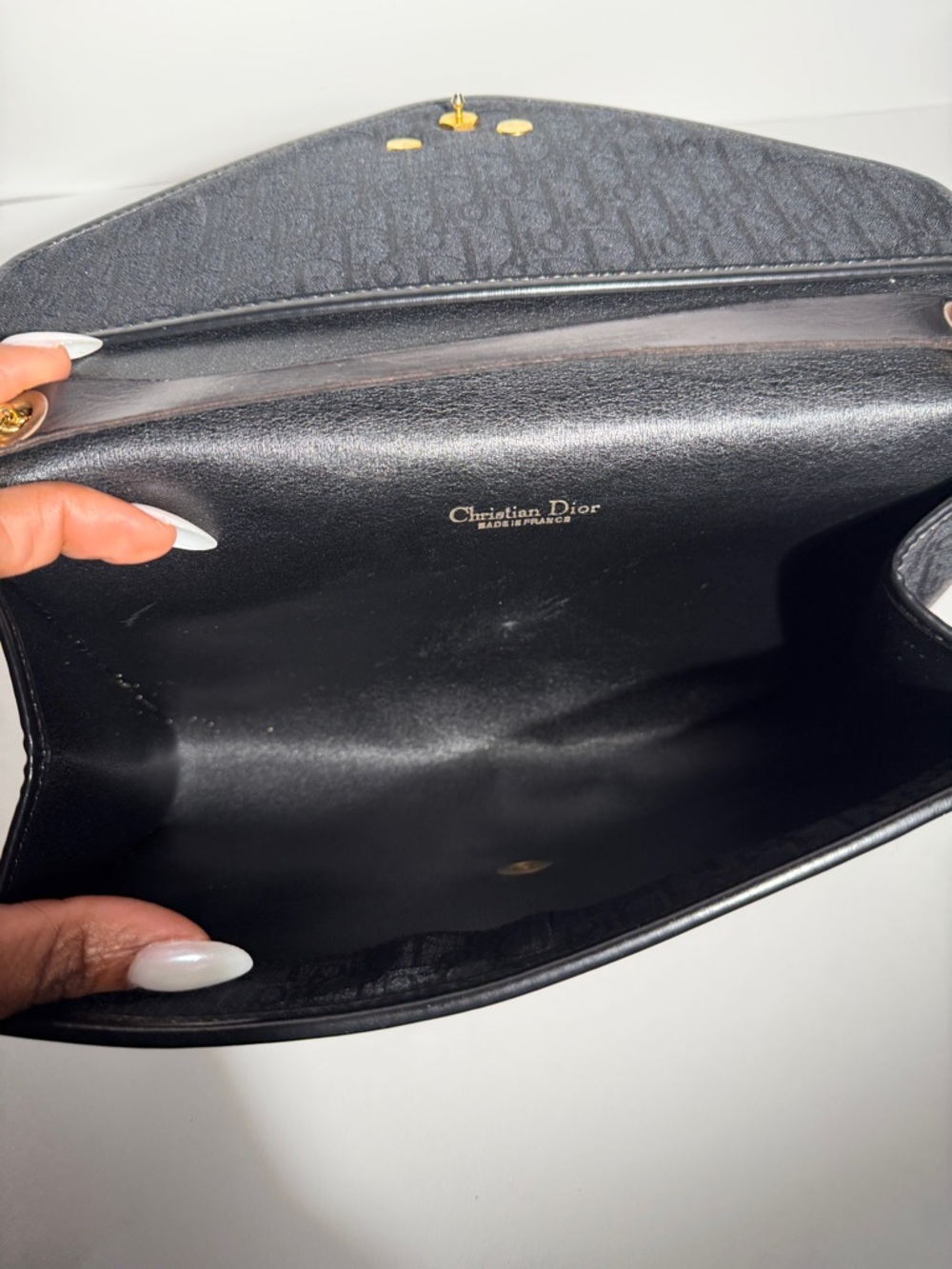 Pre-Love Christian Dior Trotter Canvas  Black Envelope Crossbody with Gold Chain - Picture 17 of 17